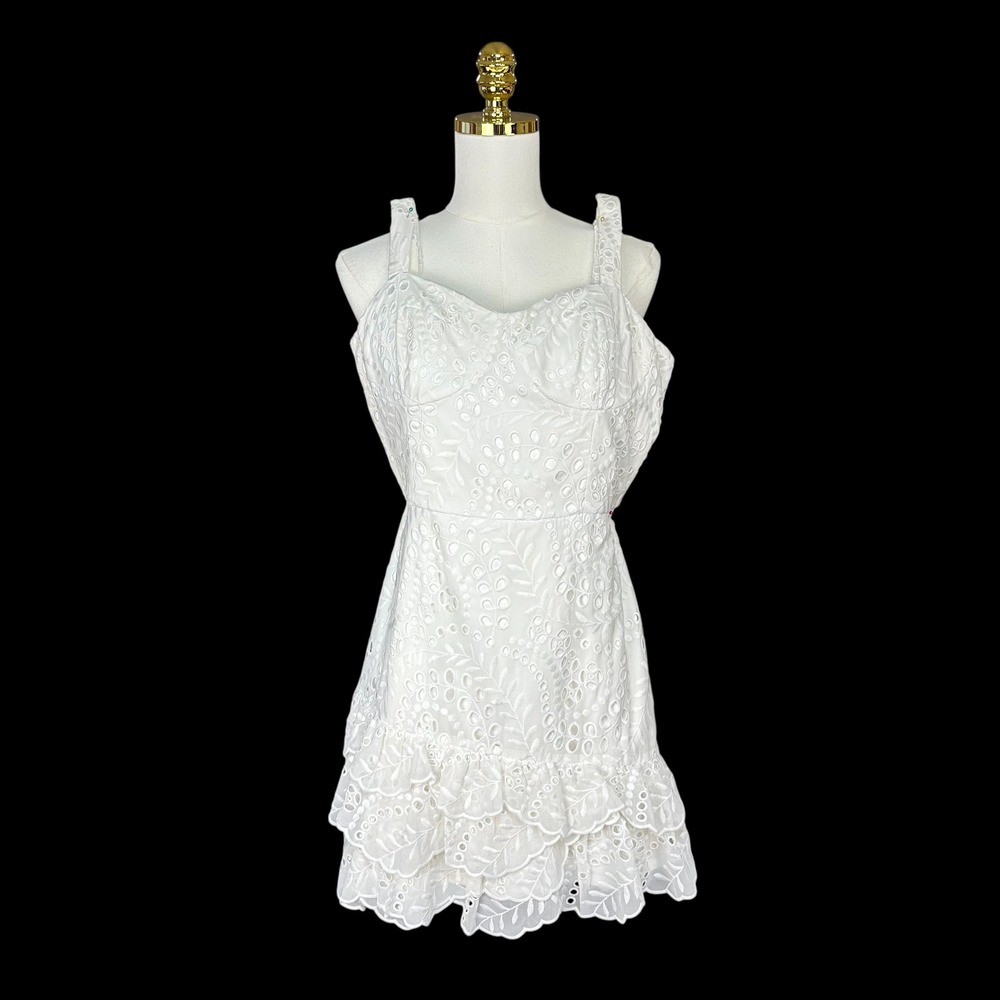 Lilly Pulitzer Rosalie Romper Dress White Swirly Fern Eyelet Lace SZ 12 Coquette